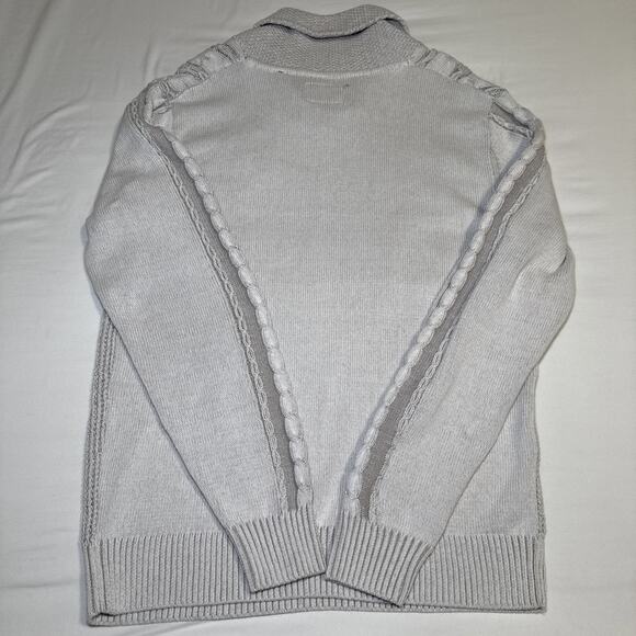 Outpost Makers Cable Knit Sweater Mens L The Buckle Shawl Collar Gray White NWT - Picture 14 of 15